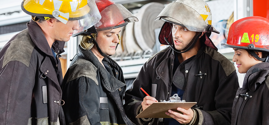 Group of firefighters who understand how to respond to a natural gas pipeline emergency because of their training from Consumers Energy